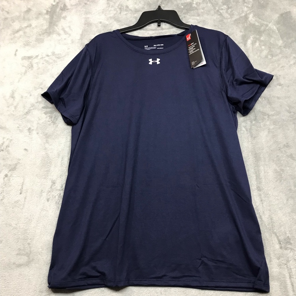 Under Armour Women’s Crew Neck T-Shirt HeatGear Sz 2XL Navy Blue UA New W/Tags